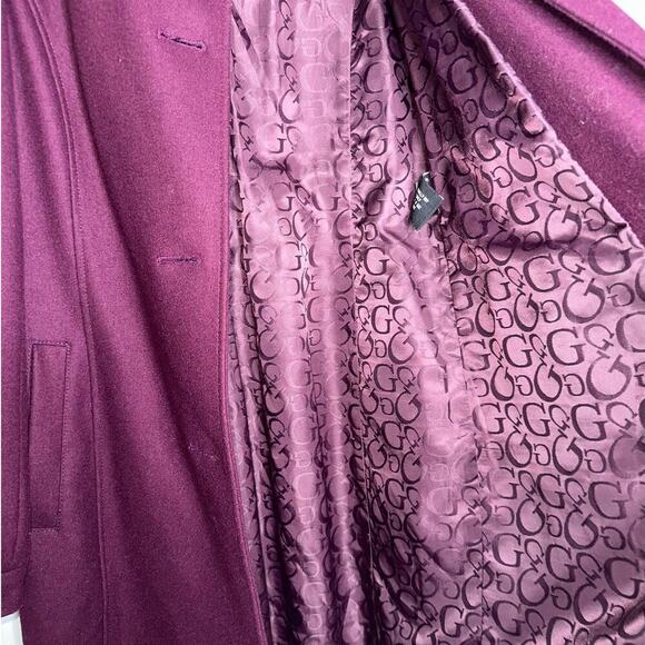 Guess Vintage Wool Blend Trench Coat/Jacket Dark Purple Women's Size Small - Picture 4 of 8